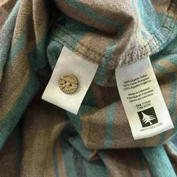 Men's Striped Casual Button Down Shirt - Blue and Brown - Picture 6 of 9